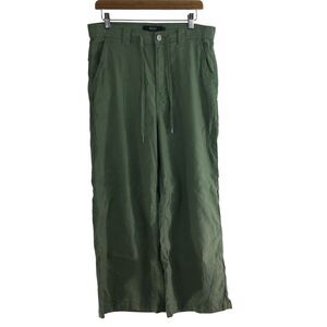 Hudson Womens Drawstring Pant Wide Leg Casual Linen Green Size 30